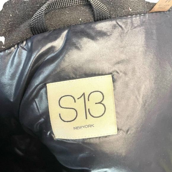 S13‎ Alps Parka Faux Fur Trim Down Hooded Puffer Coat Black Size Medium - Picture 10 of 14